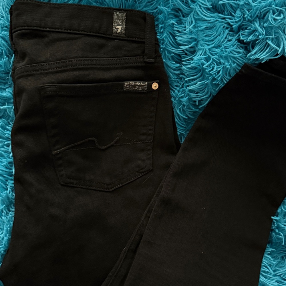 7 For All Mankind Size 27 Black Gwenevere Cropped Jeans 25.5 Inch Inseam